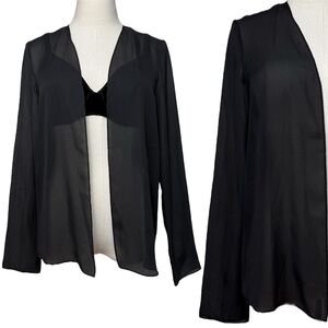 Vintage 90's Metaphor Black Sheer Open Cardigan Long Sleeve Blouse Small
